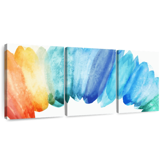 Elephant Stock Burst Of Rainbow Wall Art - Horizontal Multi Panel Canvas - Living Room Wall Decor - Abstract Multi Panel - Blue And Teal Decor By Eva Watts - 80" x 39"