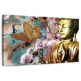 thumbnail image 1 of Elephant Stock Butterfly And Buddha Wall Art - Horizontal Canvas Wall Art - Living Room Wall Decor - Religion And Spirituality Canvas - Blue And Pink Decor - 36" x 24", 1 of 8
