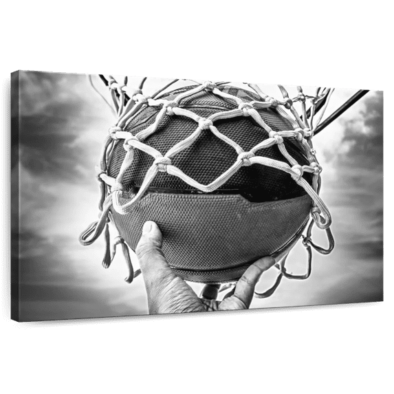 Elephant Stock Bw Basketball Wall Art - Horizontal Canvas Wall Art - Living Room Wall Decor - Sports Canvas - Black And Gray Decor - 12" x 8"