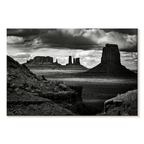 Elephant Stock Bw Monument Valley National Park Wall Art - Horizontal Canvas Wall Art - Living Room Wall Decor - Nature Canvas - Black And Gray Decor - 12" x 8"
