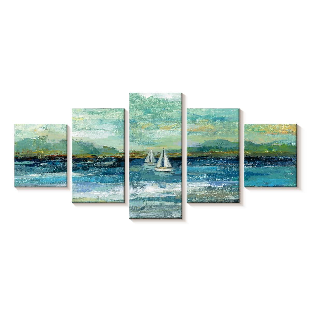 Elephant Stock Calm Lake Scene Wall Art - Horizontal Multi Panel Canvas ...
