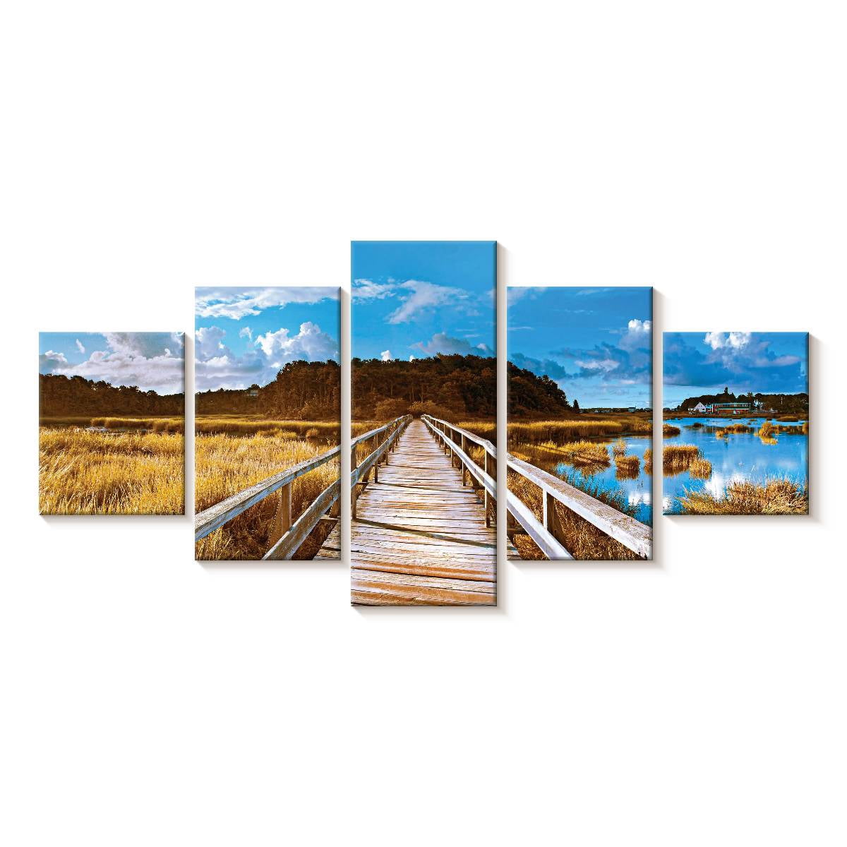 Elephant Stock Calm Lake Walkway Wall Art - Horizontal Multi Panel ...