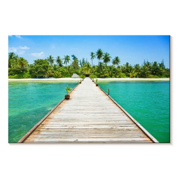 Elephant Stock Canareef Resort Jetty Wall Art - Horizontal Canvas Wall Art - Living Room Wall Decor - Nautical Canvas - Blue And Turquoise Decor - 12" x 8"