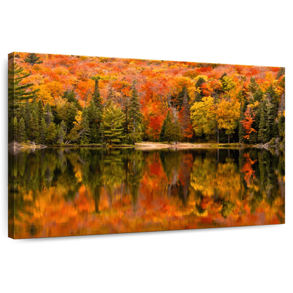 Elephant Stock Canisbay Lake Wall Art - Horizontal Canvas Wall Art - Living Room Wall Decor - Nature Canvas - Orange And Green Decor - 51" x 34"