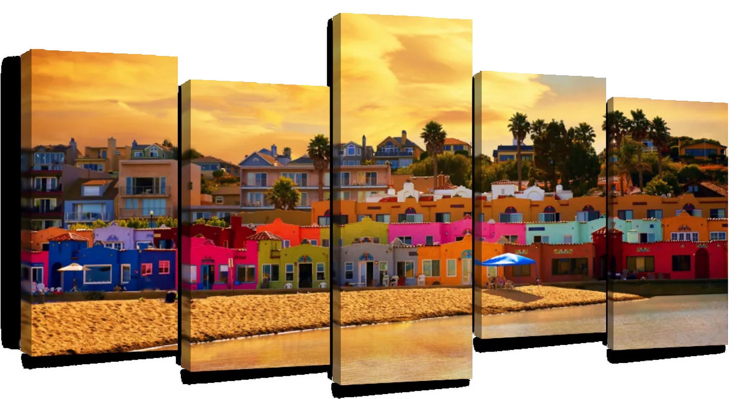 Elephant Stock Capitola Beach Wall Art - Horizontal Multi Panel Canvas ...