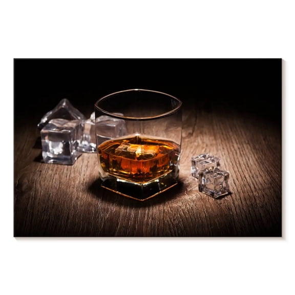 Elephant Stock Caramel Whiskey Glass Wall Art - Horizontal Canvas Wall Art - Living Room Wall Decor - Food And Drink Canvas - Gray And Brown Decor - 12" x 8"