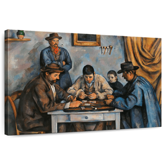 Elephant Stock The Card Players I 1890-1892 Wall Art - Horizontal Canvas Wall Art - Living Room Wall Decor - Hobbies And Lifestyle Canvas - Gray And Brown Decor By Paul Cezanne - 12" x 8"