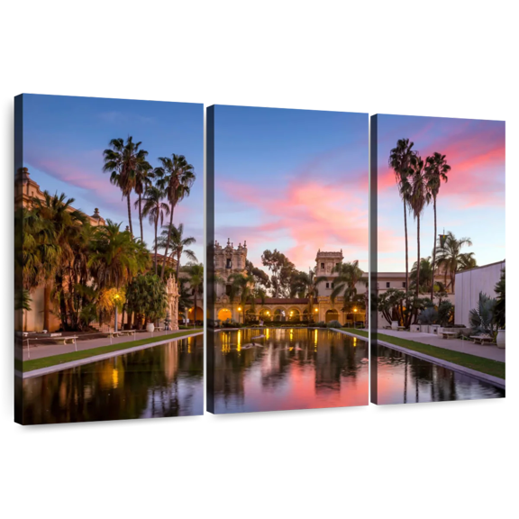 Elephant Stock Casa De Balboa Wall Art - Horizontal Multi Panel Canvas - Living Room Wall Decor - Places Multi Panel - Pink And Gray Decor - 33" x 20"
