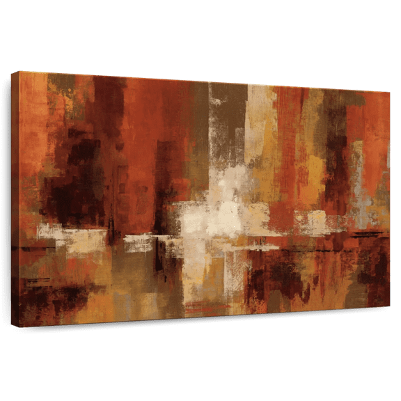 Elephant Stock Castanets Wall Art - Horizontal Canvas Wall Art - Living Room Wall Decor - Abstract Canvas - Brown And Red Decor By Silvia Vassileva - 30" x 20"
