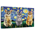 thumbnail image 1 of Elephant Stock Cats Starry Night Wall Art - Horizontal Canvas Wall Art - Living Room Wall Decor - Animal Canvas - Yellow And Blue Decor - 24" x 16", 1 of 8