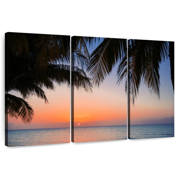 Elephant Stock Cayo Coco Beach Sunset Wall Art - Horizontal Multi Panel Canvas - Living Room Wall Decor - Beach Multi Panel - Blue And Brown Decor - 38" x 24"