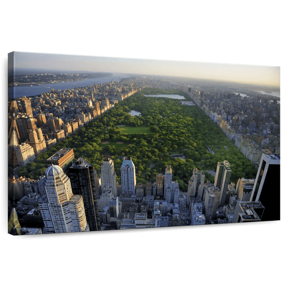Elephant Stock Central Park Wall Art - Horizontal Canvas Wall Art - Living Room Wall Decor - Places Canvas - Gray And Blue Decor - 36" x 24"