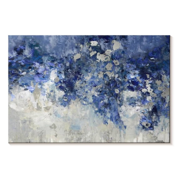 Elephant Stock Charmed Indigo Wall Art - Horizontal Canvas Wall Art - Living Room Wall Decor - Abstract Canvas - Blue And Gray Decor By Nikki Robbins - 12" x 8"
