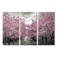 thumbnail image 1 of Elephant Stock Charming Cherry Blossom Alley Wall Art - Horizontal Multi Panel Canvas - Living Room Wall Decor - Floral And Botanical Multi Panel - Gray And Pink Decor By Melanie Viola - 23" x 14", 1 of 4