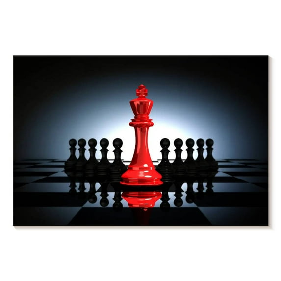Elephant Stock Chess Red King Wall Art - Horizontal Canvas Wall Art - Living Room Wall Decor - Hobbies And Lifestyle Canvas - Black And Red Decor - 39" x 26"