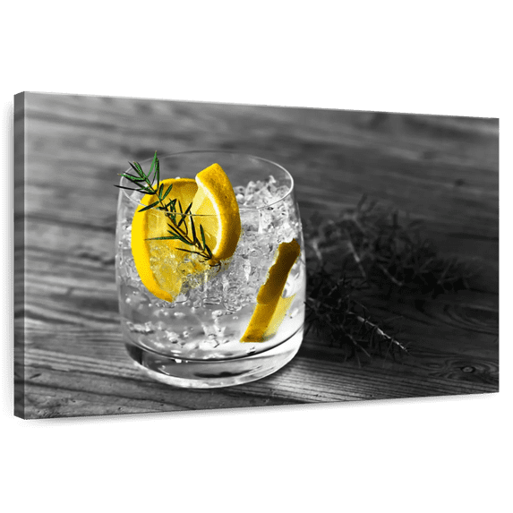 Elephant Stock Chilled Lemon Cocktail Wall Art - Horizontal Canvas Wall Art - Dining Room Wall Decor - Food And Drink Canvas - Yellow And Orange Decor - 39" x 26"