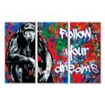 thumbnail image 1 of Elephant Stock Chimpanzee Graffiti Wall Art - Horizontal Multi Panel Canvas - Living Room Wall Decor - Animal Multi Panel - Black And Red Decor - 23" x 14", 1 of 4