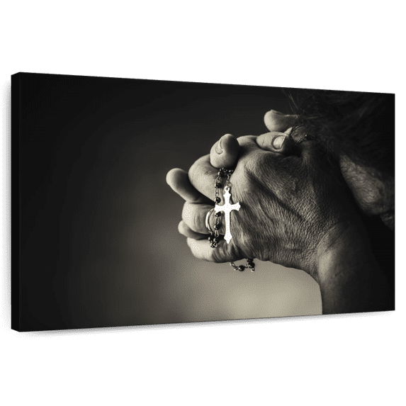 Elephant Stock Christian Prayer Wall Art - Horizontal Canvas Wall Art - Living Room Wall Decor - Religion And Spirituality Canvas - Gray And Black Decor - 36" x 24"