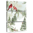 thumbnail image 1 of Elephant Stock Christmas Cardinal Greenery Wall Art - Vertical Multi Panel Canvas - Living Room Wall Decor - Animal Multi Panel - Green And Red Decor By Susan Winget - 48" x 74", 1 of 8