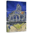 thumbnail image 1 of Elephant Stock The Church At Auvers Sur Oise Wall Art - Vertical Multi Panel Canvas - Living Room Wall Decor - Religion Spirituality Multi Panel - Gray And Blue Decor By Vincent Van Gogh - 32" X 50", 1 of 8