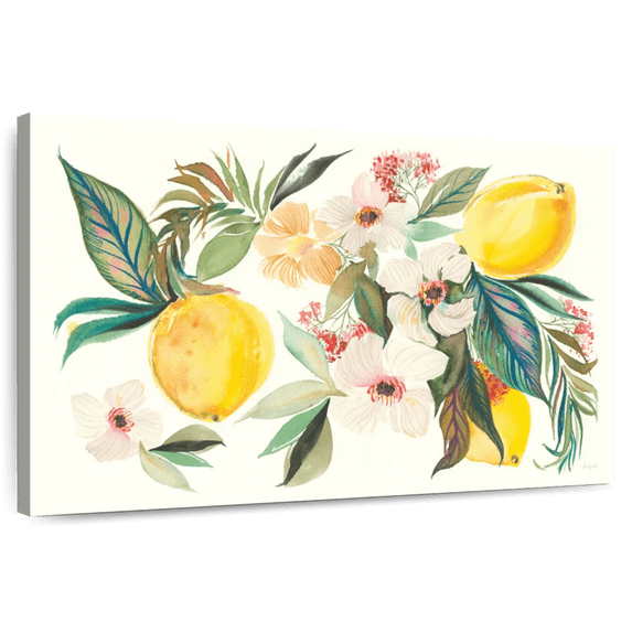 Elephant Stock Citrus Summer I Wall Art - Horizontal Canvas Wall Art - Dining Room Wall Decor - Food And Drink Canvas - Beige And Gold Decor By Kristy Rice - 12" x 8"