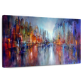 thumbnail image 1 of Elephant Stock City On The River Ii Wall Art - Horizontal Canvas Wall Art - Living Room Wall Decor - Abstract Canvas - Blue And Red Decor By Annette Schmucker - 48" x 32", 1 of 8