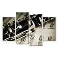 thumbnail image 1 of Elephant Stock Clarinet Wall Art - Horizontal Multi Panel Canvas - Living Room Wall Decor - Music Multi Panel - Beige And Black Decor - 84" x 54", 1 of 4