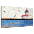 thumbnail image 1 of Elephant Stock Classic Lighthouse Wall Art - Horizontal Canvas Wall Art - Living Room Wall Decor - Nautical Canvas - Blue And Brown Decor - 45" x 30", 1 of 8