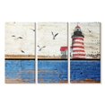 thumbnail image 1 of Elephant Stock Classic Lighthouse Wall Art - Horizontal Multi Panel Canvas - Living Room Wall Decor - Nautical Multi Panel - Blue And Brown Decor - 23" x 14", 1 of 4