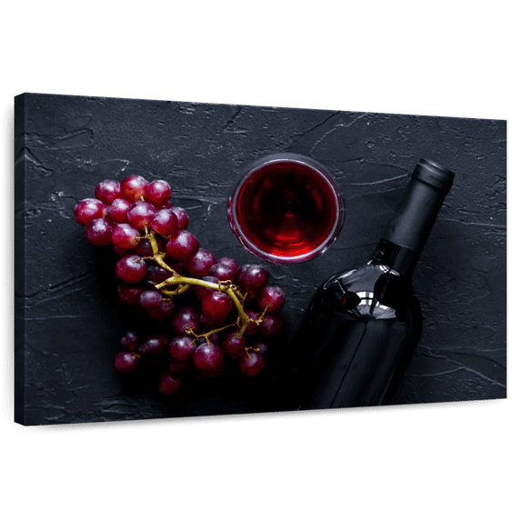 Elephant Stock Classy Red Wine Wall Art - Horizontal Canvas Wall Art - Dining Room Wall Decor - Food And Drink Canvas - Red And Gray Decor - 51" x 34"