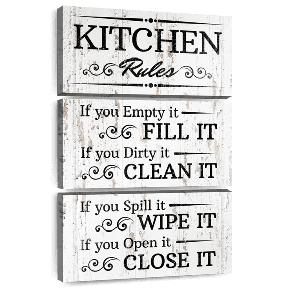Elephant Stock Clean Kitchen Wall Sign Wall Art - Vertical Multi Panel Canvas - Living Room Wall Decor - Wall Signs Multi Panel - Black And White Decor - 20" x 32"