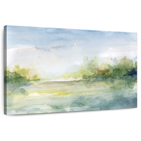 Elephant Stock Clear Day Wall Art - Horizontal Canvas Wall Art - Living Room Wall Decor - Abstract Canvas - Blue And Gray Decor By Carol Robinson - 39" x 26"