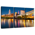 thumbnail image 1 of Elephant Stock Cleveland Downtown Wall Art - Horizontal Multi Panel Canvas - Living Room Wall Decor - Places Multi Panel - Blue And Orange Decor - 65" x 42", 1 of 8