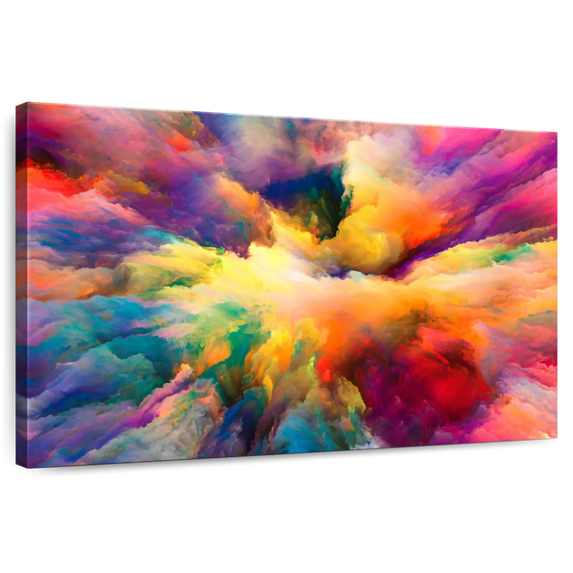 Elephant Stock Cloud Convergence Abstract Wall Art - Horizontal Canvas Wall Art - Living Room Wall Decor - Abstract Canvas - Orange And Gray Decor - 30" x 20"