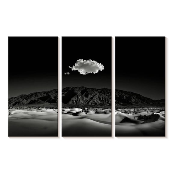 Elephant Stock Cloud Over Mesquite Sand Dunes Wall Art - Horizontal Multi Panel Canvas - Living Room Wall Decor - Nature Multi Panel - Gray And Black Decor - 23" x 14"