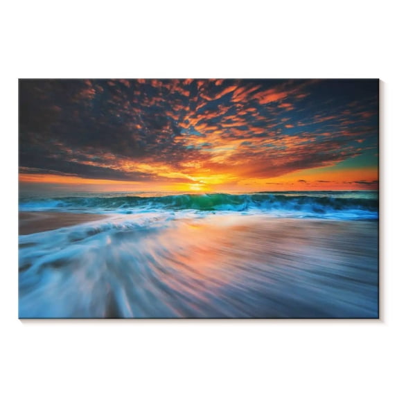 Elephant Stock Cloudscape Over Beach Wall Art - Horizontal Canvas Wall Art - Living Room Wall Decor - Beach Canvas - Orange And Blue Decor - 30" x 20"