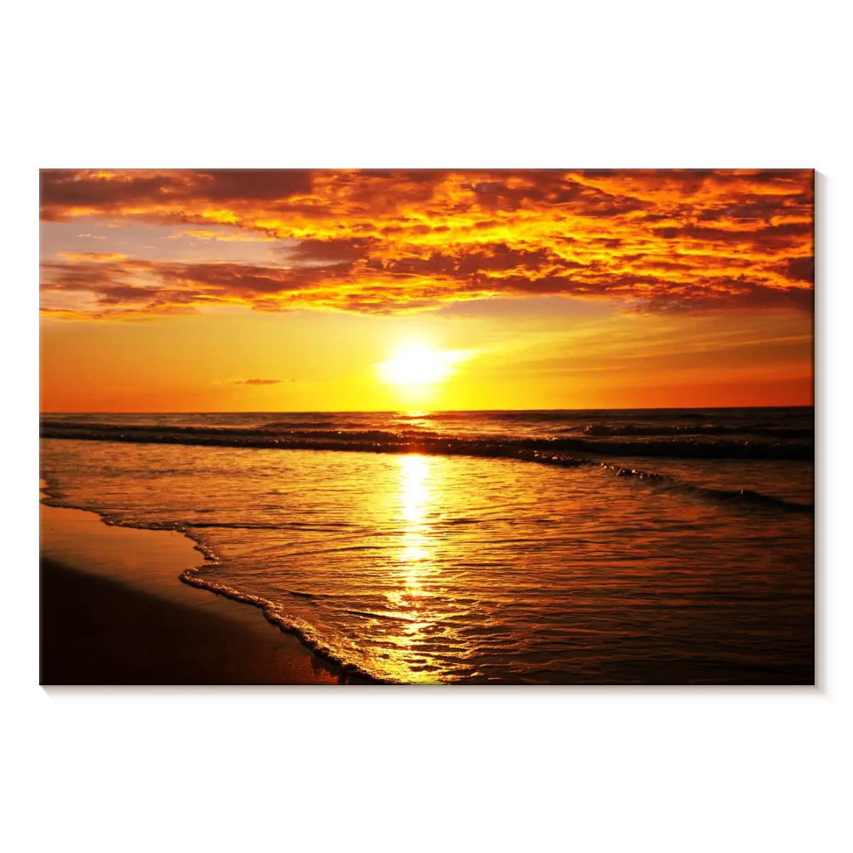 Elephant Stock Coastal Beach Sunset Wall Art - Horizontal Canvas Wall ...