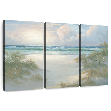 Elephant Stock Coastal Beach Wall Art - Horizontal Multi Panel Canvas - Hallway Wall Decor - Beach Multi Panel - Blue And Teal Decor By Georgia Janisse - 33" x 20" price history and forecast - Elephant Stock
