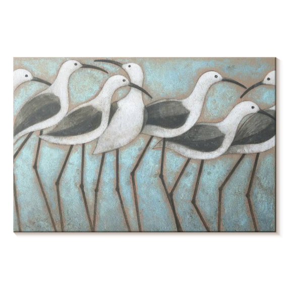 Elephant Stock Coastal Parade Wall Art - Horizontal Canvas Wall Art - Living Room Wall Decor - Animal Canvas - Gray And Blue Decor By Norman Wyatt Jr. - 39" x 26"