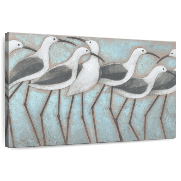 Elephant Stock Coastal Parade Wall Art - Horizontal Canvas Wall Art - Living Room Wall Decor - Animal Canvas - Gray And Blue Decor By Norman Wyatt Jr. - 51" x 34"