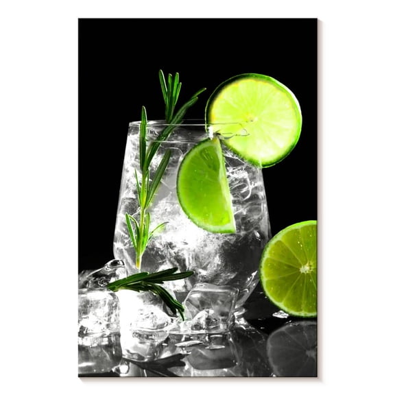 Elephant Stock Cold Lime Cocktail Wall Art - Vertical Canvas Wall Art - Living Room Wall Decor - Food And Drink Canvas - Yellow And Green Decor - 8" x 12"