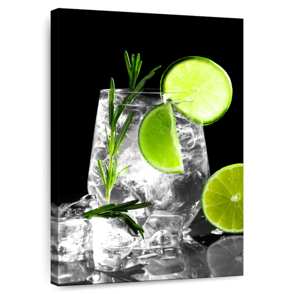 Elephant Stock Cold Lime Cocktail Wall Art - Vertical Canvas Wall Art - Living Room Wall Decor - Food And Drink Canvas - Yellow And Green Decor - 8" x 12"