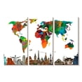 thumbnail image 1 of Elephant Stock Color Splash World Map Wall Art - Horizontal Multi Panel Canvas - Living Room Wall Decor - Map Multi Panel - White And Brown Decor - 50" x 32", 1 of 4
