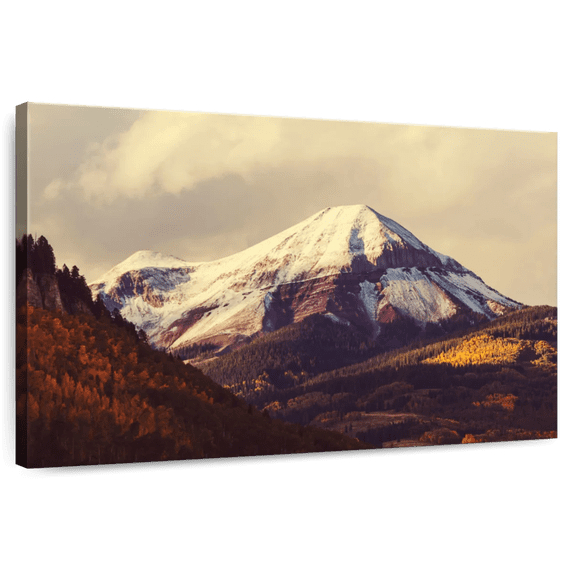 Elephant Stock Colorado Mountain Wall Art - Horizontal Canvas Wall Art - Living Room Wall Decor - Nature Canvas - Beige And Blue Decor - 51" x 34"