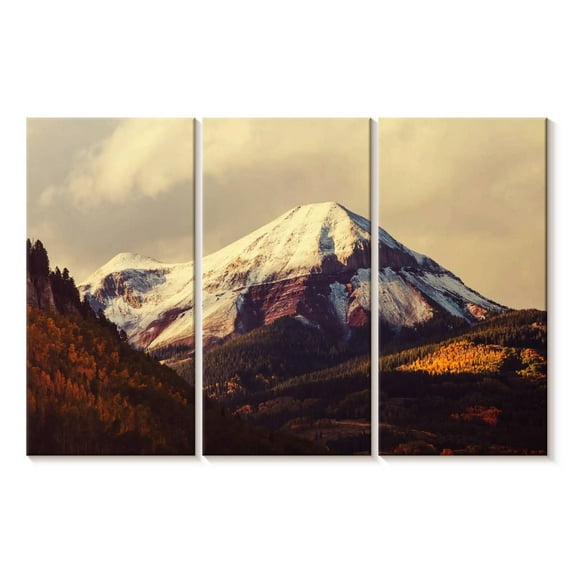 Elephant Stock Colorado Mountain Wall Art - Horizontal Multi Panel Canvas - Living Room Wall Decor - Nature Multi Panel - Beige And Blue Decor - 38" x 24"