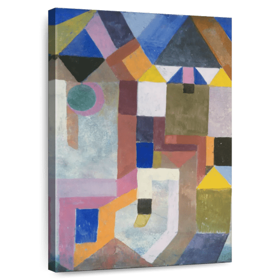 Elephant Stock Colorful Architecture Wall Art - Vertical Canvas Wall Art - Living Room Wall Decor - Abstract Canvas - Purple And Green Decor By Paul Klee - 26" x 39"
