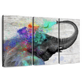 thumbnail image 1 of Elephant Stock Colorful Elephant Splash Wall Art - Horizontal Multi Panel Canvas - Living Room Wall Decor - Animal Multi Panel - Gray And Turquoise Decor - 33" x 20", 1 of 8