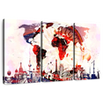 thumbnail image 1 of Elephant Stock Compass World Map Wall Art - Horizontal Multi Panel Canvas - Living Room Wall Decor - Map Multi Panel - Red And Blue Decor - 57" x 36", 1 of 8