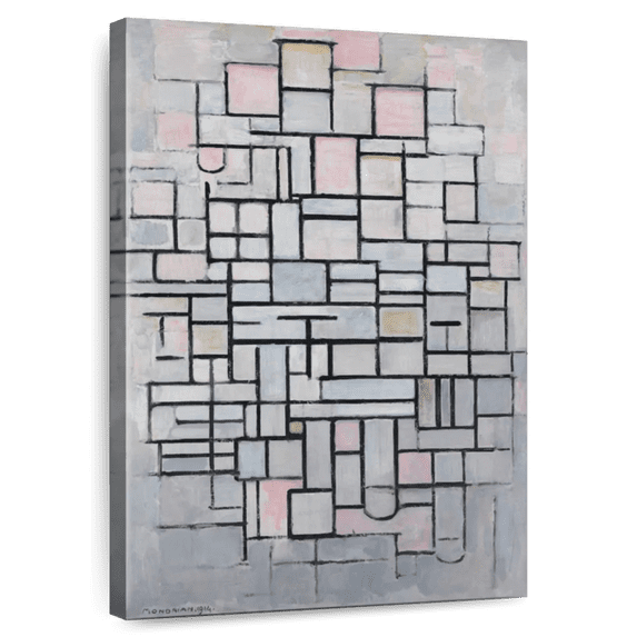 Elephant Stock Composition No Iv Wall Art - Vertical Canvas Wall Art - Living Room Wall Decor - Abstract Canvas - Blue And Pink Decor By Piet Mondrian - 8" x 12"