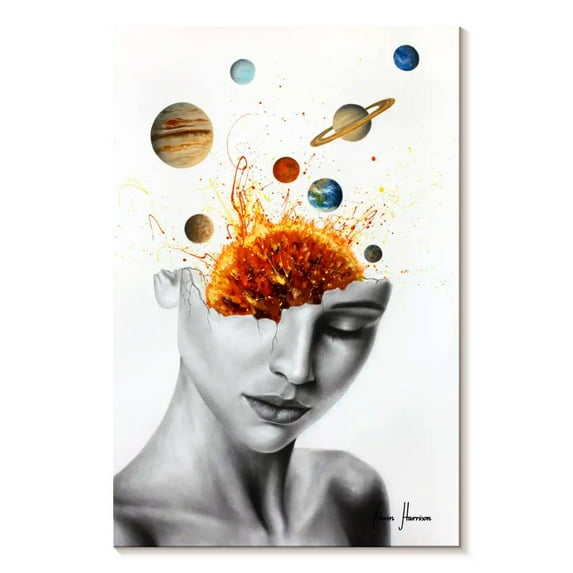 Elephant Stock Conscious Universe Wall Art - Vertical Canvas Wall Art - Living Room Wall Decor - People Canvas - White And Gray Decor By Ashvin Harrison - 30" x 45"